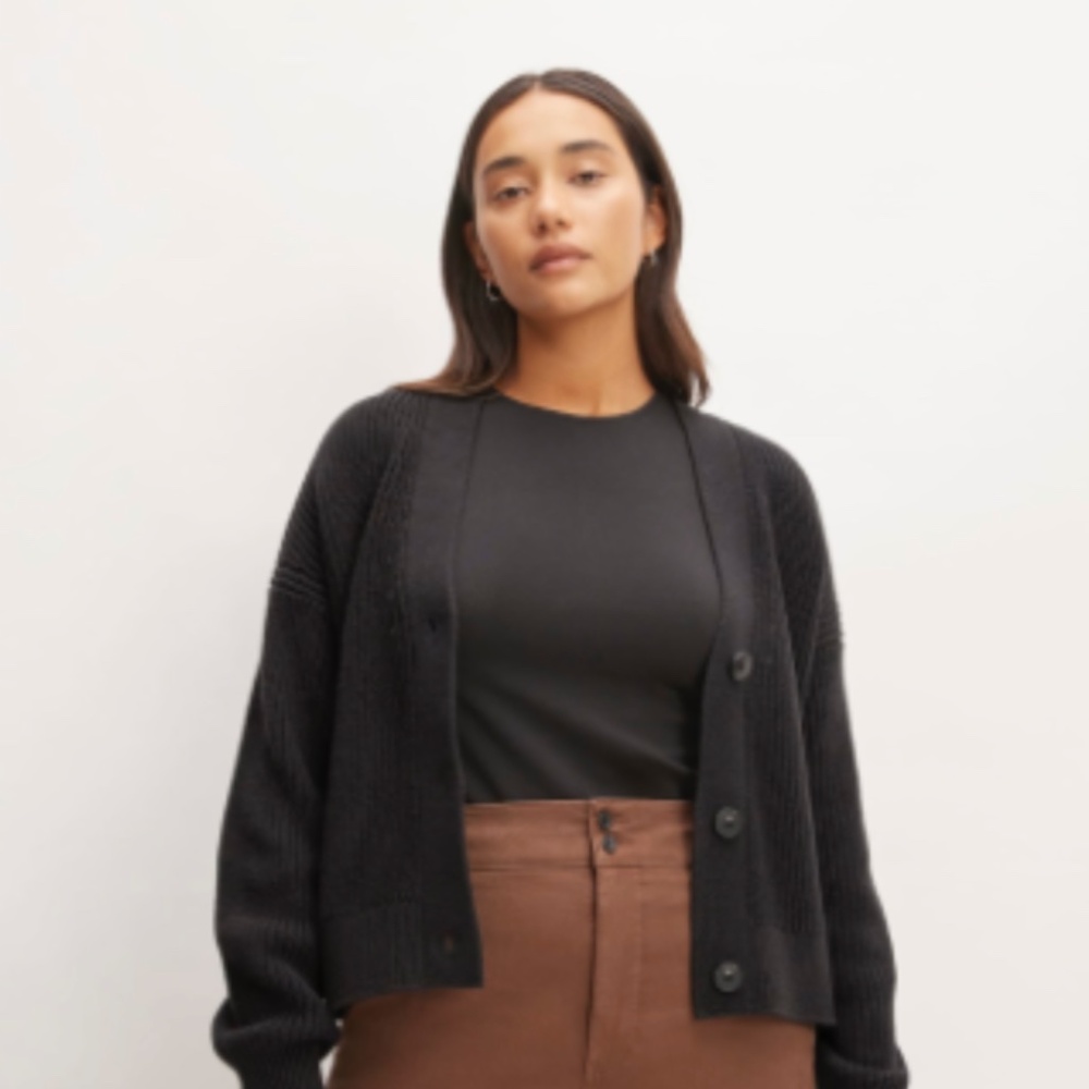 Everlane Organic Cotton Relaxed Cardigan - Size M - Black
